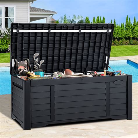 outdoor lockable metal storage box|outdoor storage chest waterproof lockable.